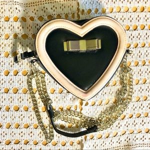 Victoria’s Secret Heart black faux leather Crossbody Bag
